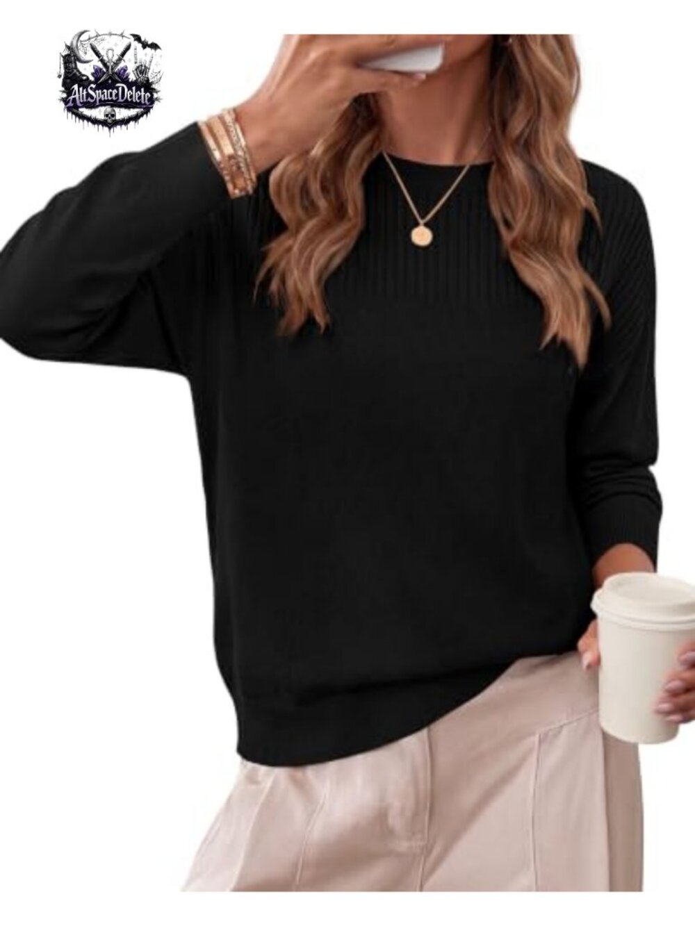 Cropped Crewneck Long Sleeve Knit Sweater Pullover